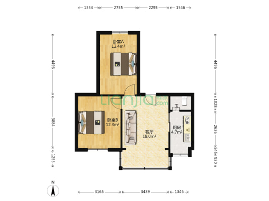 福棠巷 2室1厅1卫 56平方