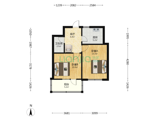 钢四社区百六生活区 2室1厅1卫 52平方