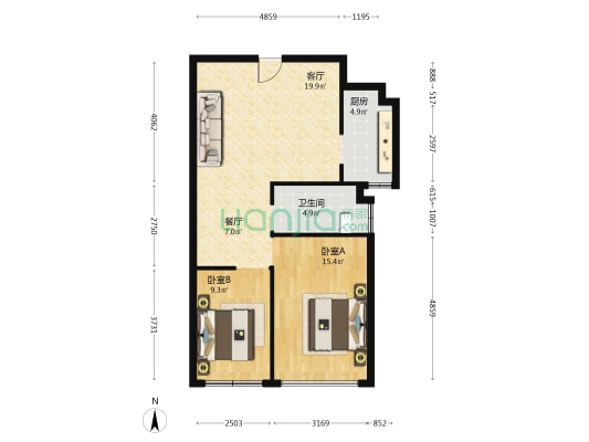 平度慧谷时空 2室2厅1卫 84平方