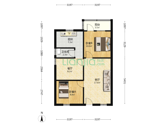 太平路 2室2厅1卫 64平方
