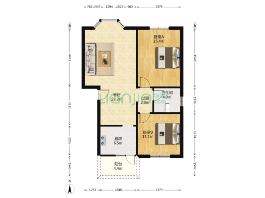 东巷30号附21号 2室1厅1卫 84平方