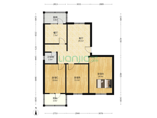 山西水利职业技术学院家属院 3室2厅1卫 90平方