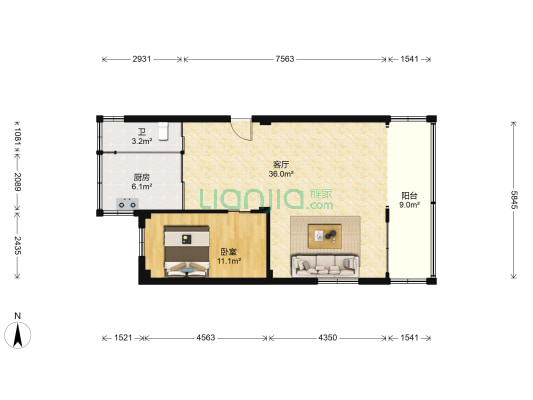 宁大社区 1室1厅1卫 70平方