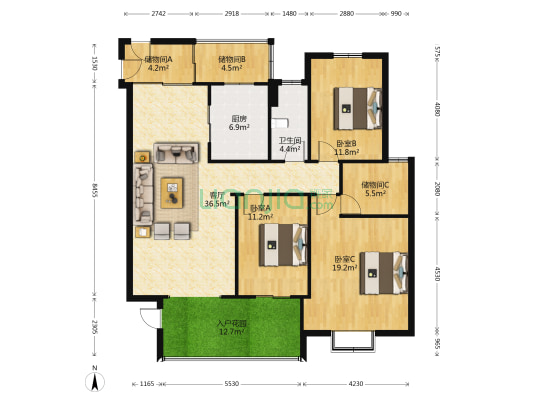 国瑞城·名仕苑 3室1厅1卫 166平方