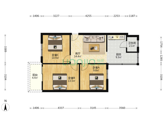 柳树街49号 3室1厅1卫 70平方