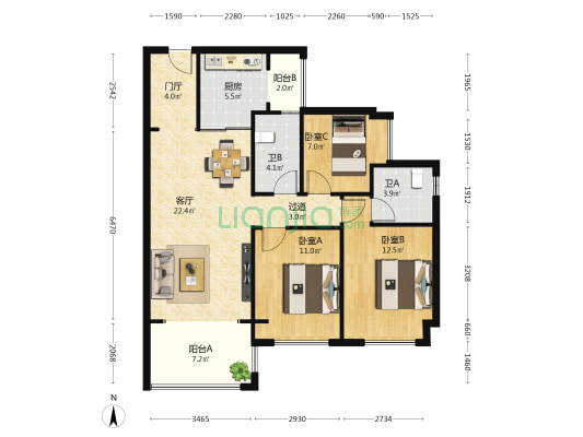 碧桂园中央半岛爱琴海 3室1厅2卫 105平方