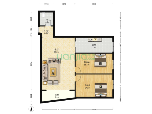 东方明珠公寓 2室1厅1卫 151平方