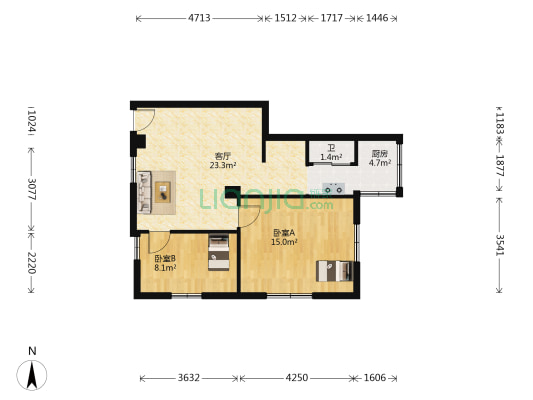 叠翠苑二座 2室1厅1卫 65平方