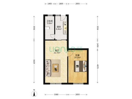 宁康家园 1室1厅1卫 63平方
