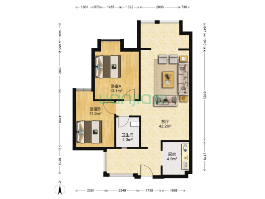 金阳美景 2室1厅1卫 78平方