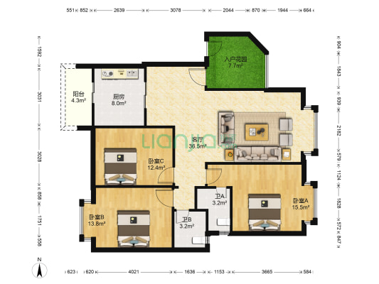 四季康城 3室1厅2卫 113平方