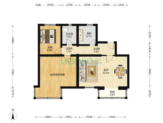 莲花池西路23号 1室1厅1卫 87平方