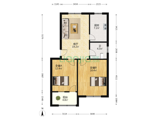 征信公司家属院 2室1厅1卫 81平方