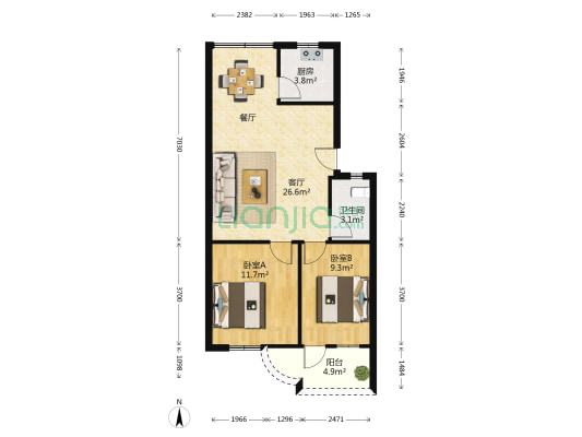 绿泉新村 2室1厅1卫 70平方