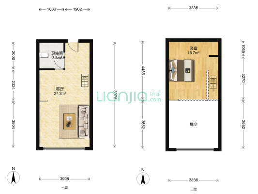 万美摩登中心 1室1厅1卫 48平方