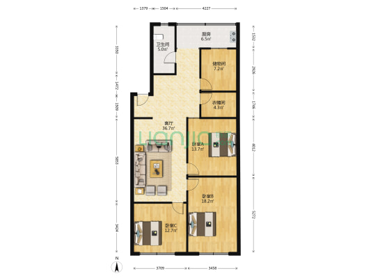 前进巷202号 3室1厅1卫 128平方