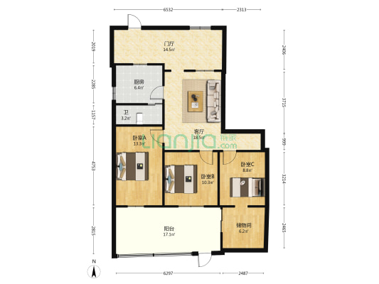 统建三巷 3室1厅1卫 69平方