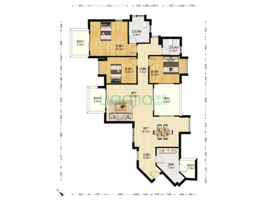 长信·海岸水城 3室2厅2卫 140平方