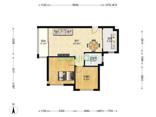 华发水岸二期 2室1厅1卫 68平方