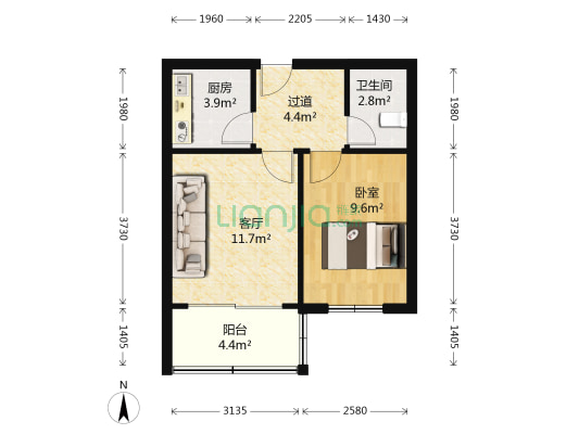 西市场社区向阳北小区 1室1厅1卫 43平方