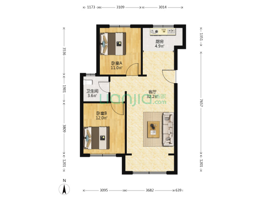 远东家园 2室1厅1卫 83平方