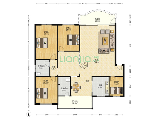登州苑 4室1厅2卫 190平方