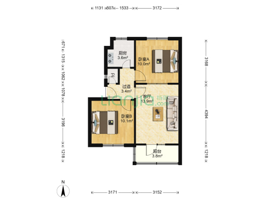 城东路151-153号 2室1厅1卫 54平方