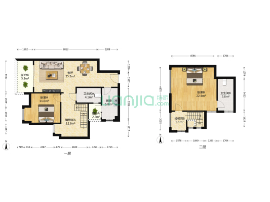 蓉晶公馆 2室1厅2卫 115平方