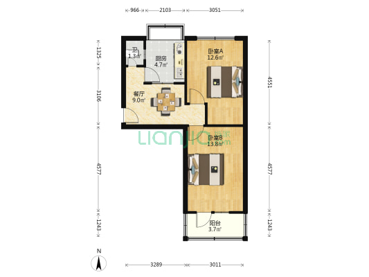 牟家庄西小区 2室1厅1卫 46平方
