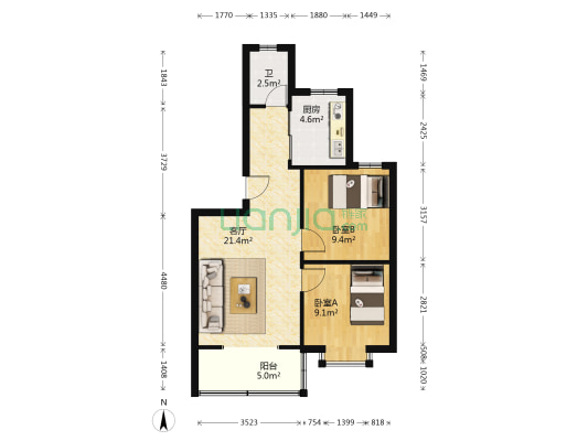 荣昌街彩泰巷22号 2室1厅1卫 65平方