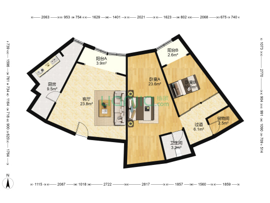 时代公寓(南开) 2室1厅1卫 123平方