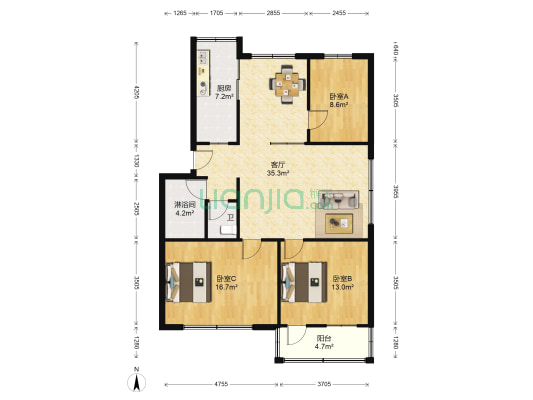 供销社小区 3室1厅2卫 106平方