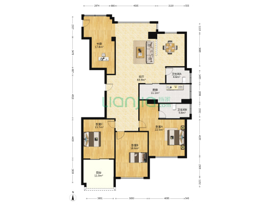 映江锦园 4室1厅2卫 203平方