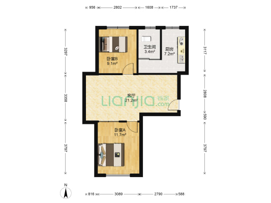 中冶蓝城三期 2室1厅1卫 82平方