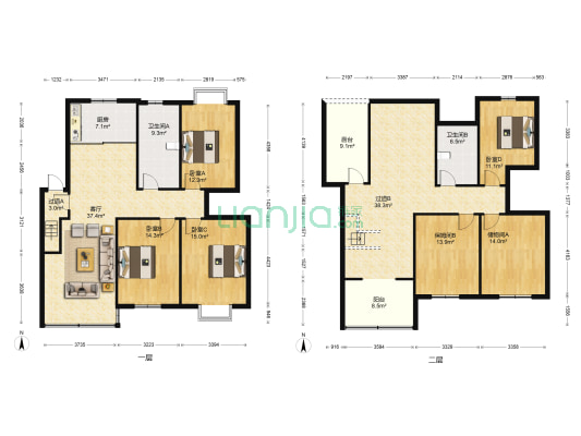 东方家园 4室1厅2卫 204平方