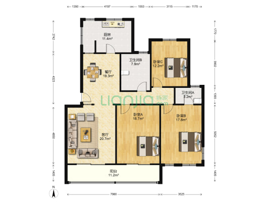 东庄绿岛 3室2厅2卫 137平方