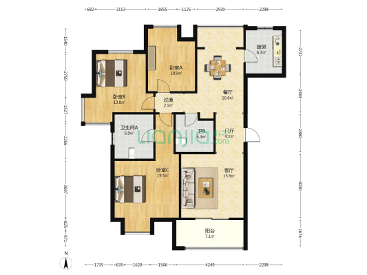 五矿黄山湖壹号 3室2厅2卫 137平方