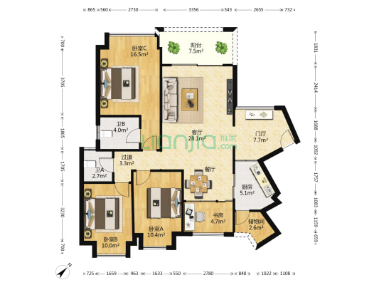龙光普罗旺斯郁金香 4室1厅2卫 122平方
