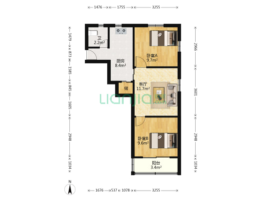 青南小区 2室1厅1卫 58平方