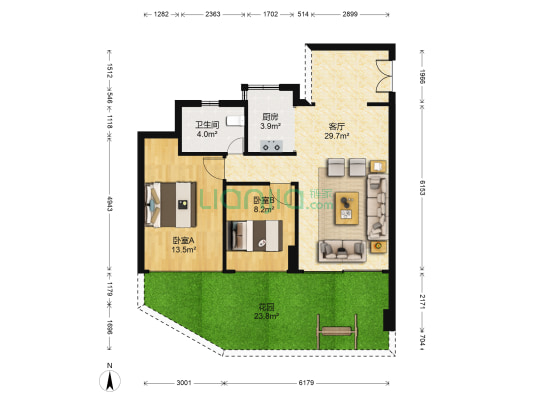 茵悦之生花园三期 2室1厅1卫 69平方