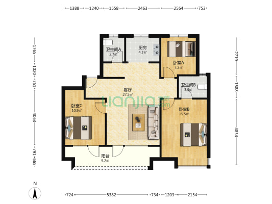 天一仁和·宸璟锦里 3室1厅2卫 104平方