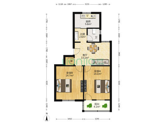 永宁小区 2室1厅1卫 70平方