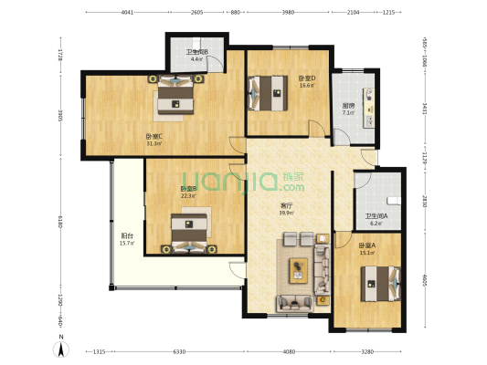 新兴桥 4室1厅2卫 188平方