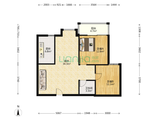 春园路中药材家属院 2室1厅1卫 124平方