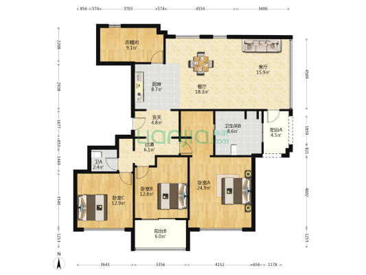 金地澜悦 3室2厅2卫 163平方