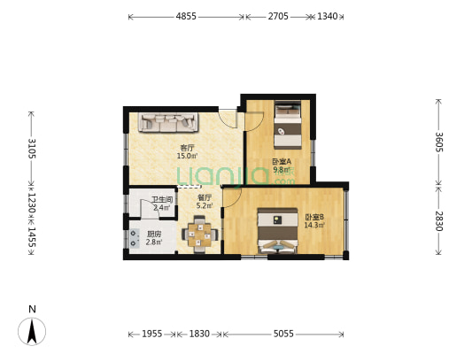 新民路(花都区) 2室2厅1卫 56平方
