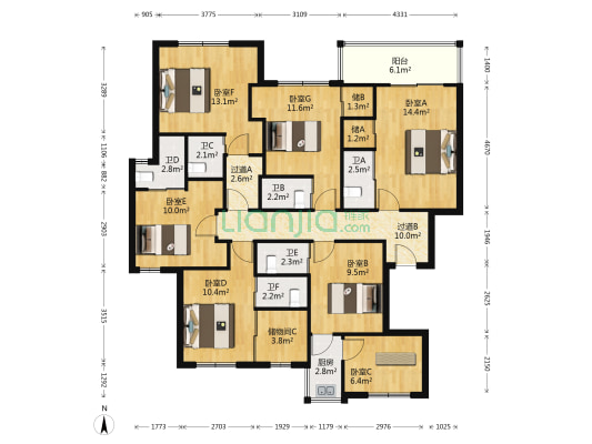 西溪北苑西区 7室0厅6卫 151平方