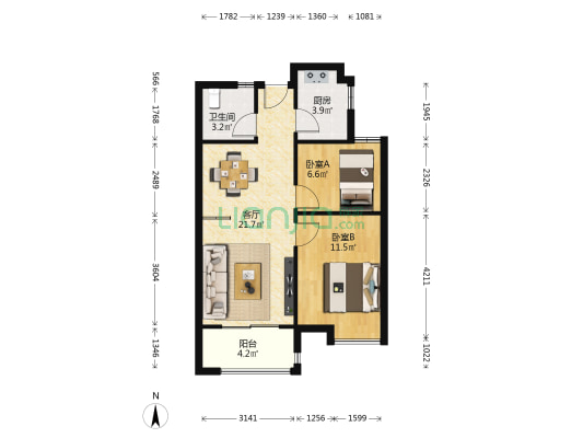 临湖社区祥园 2室1厅1卫 68平方