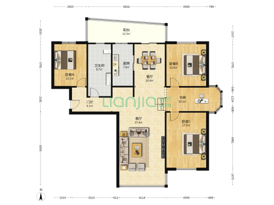 新华书店宿舍 4室2厅1卫 181平方