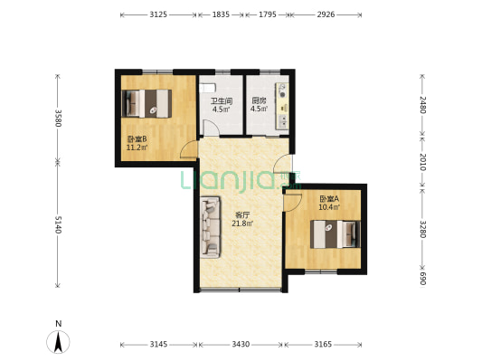 高雅新村 2室1厅1卫 69平方